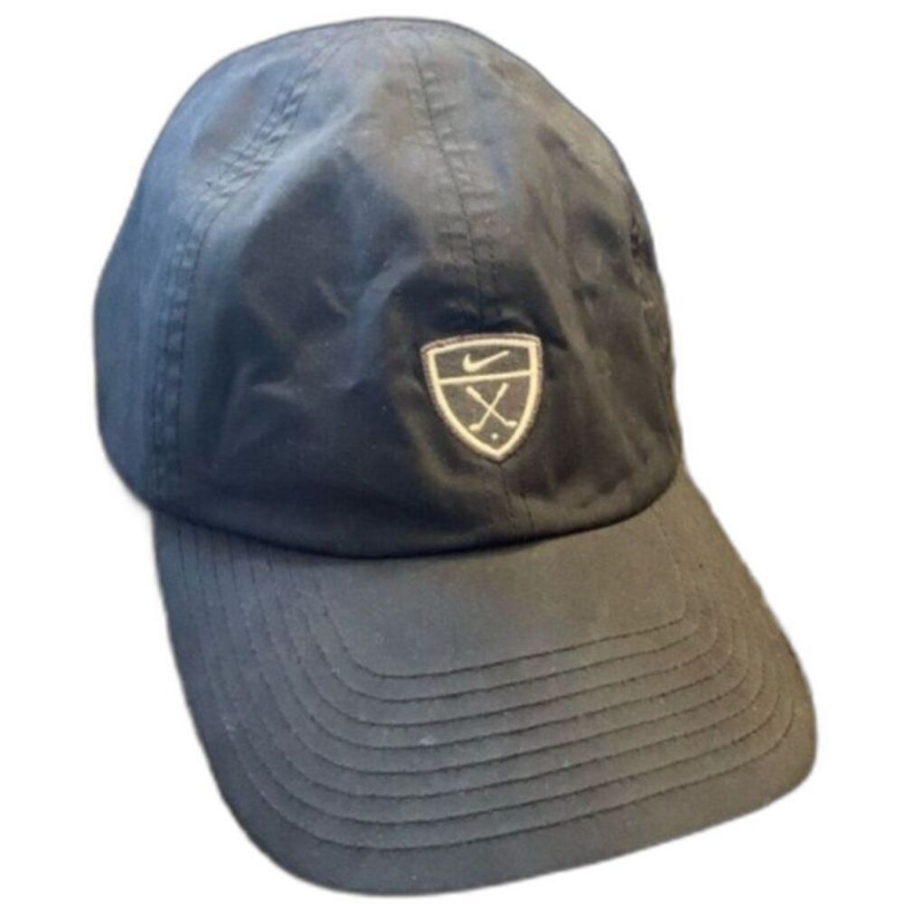Nike Golf Crest Swoosh Black Dri Fit Strapback Hat Cap Dad Adjustable